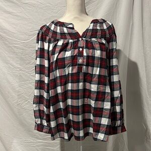 St. John's Bay Red and Black Plaid Blouse
